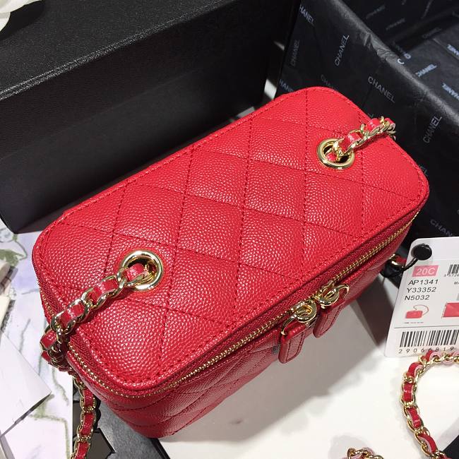 Ch**el cosmetic bag red as1341 16 × 8 × 10cm