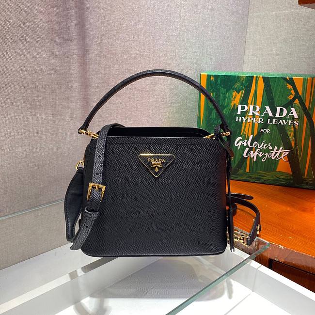 Pra*a matinée micro saffiano leather bag black 1ba286 21 x 16.5 x 9.5 cm