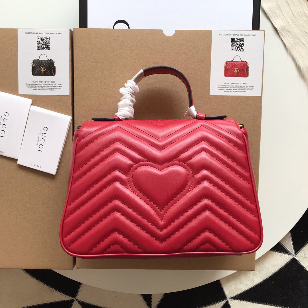 Gvc*1 gg marmont small top handle bag red 27 x 19 x 10.5 cm