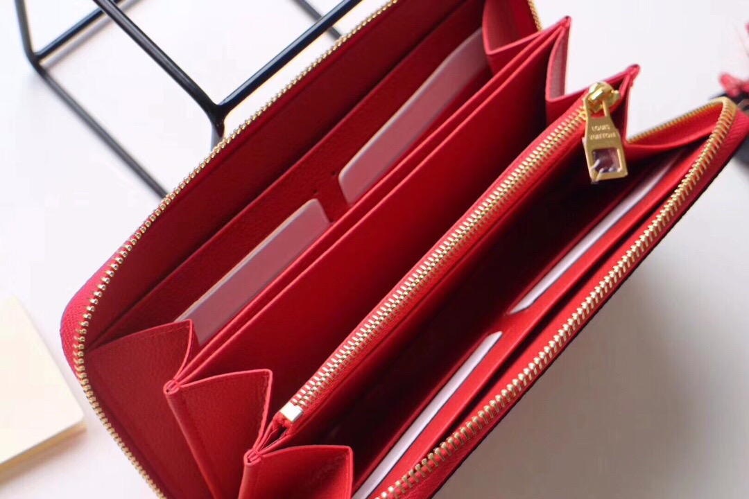 l0vis Vvtt0n zippy wallet monogram leather red m64090 19.5 x 10 cm