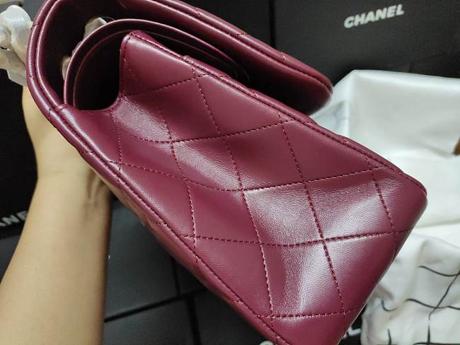 Ch**el flap bag lambskin leather gold chain burgundy a1113 30cm