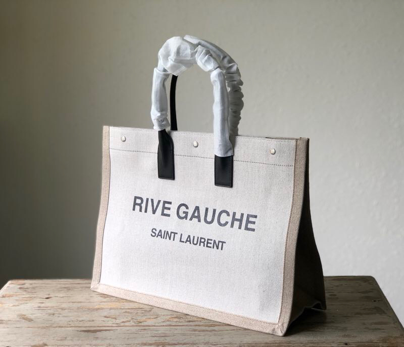 Y51 rive gauche tote bag in linen and leather white 4992909 48 x 36 x 16 cm