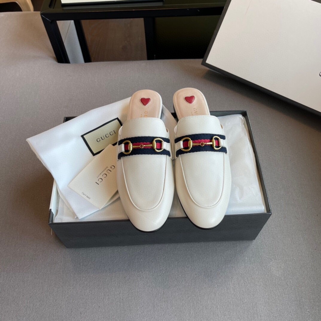 Gvc*1 women's princetown leather slipper white 629084