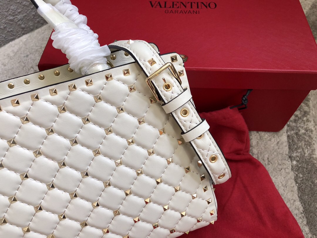 Va1e*ntin0 garavani rockstud spike tote bag white 26 x 13 x 20 cm