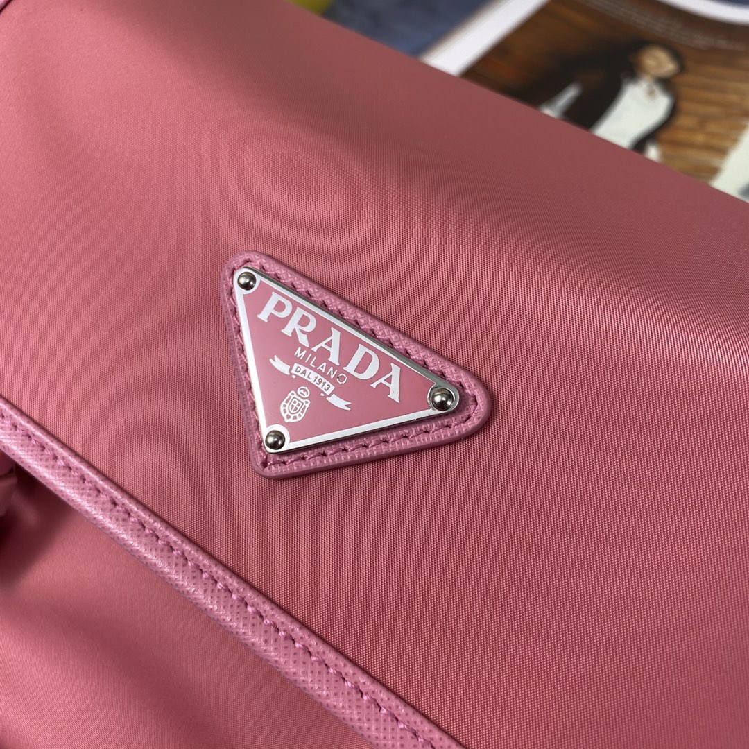 Pra*a re-nylon/saffiano leather shoulder bag pink 2vd034 16 x 22 x 8.5 cm