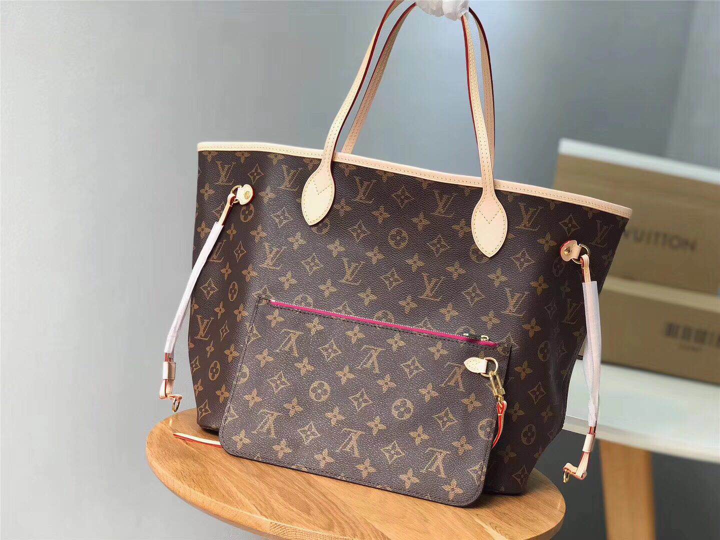 lv NEVERFULL MM Pivoine interior mm bag 32cm