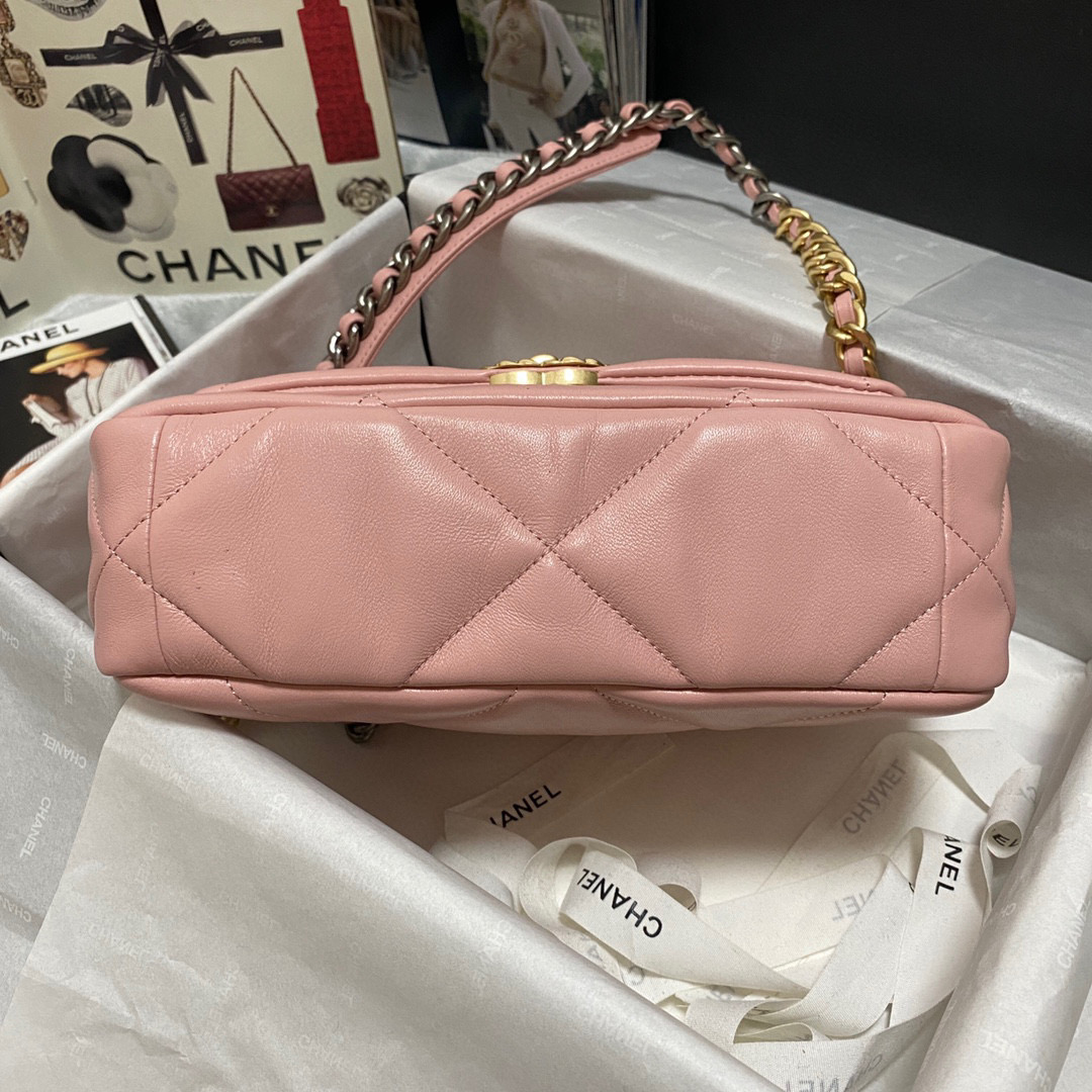 Ch**el 19 calfskin in pink-26×16×9cm