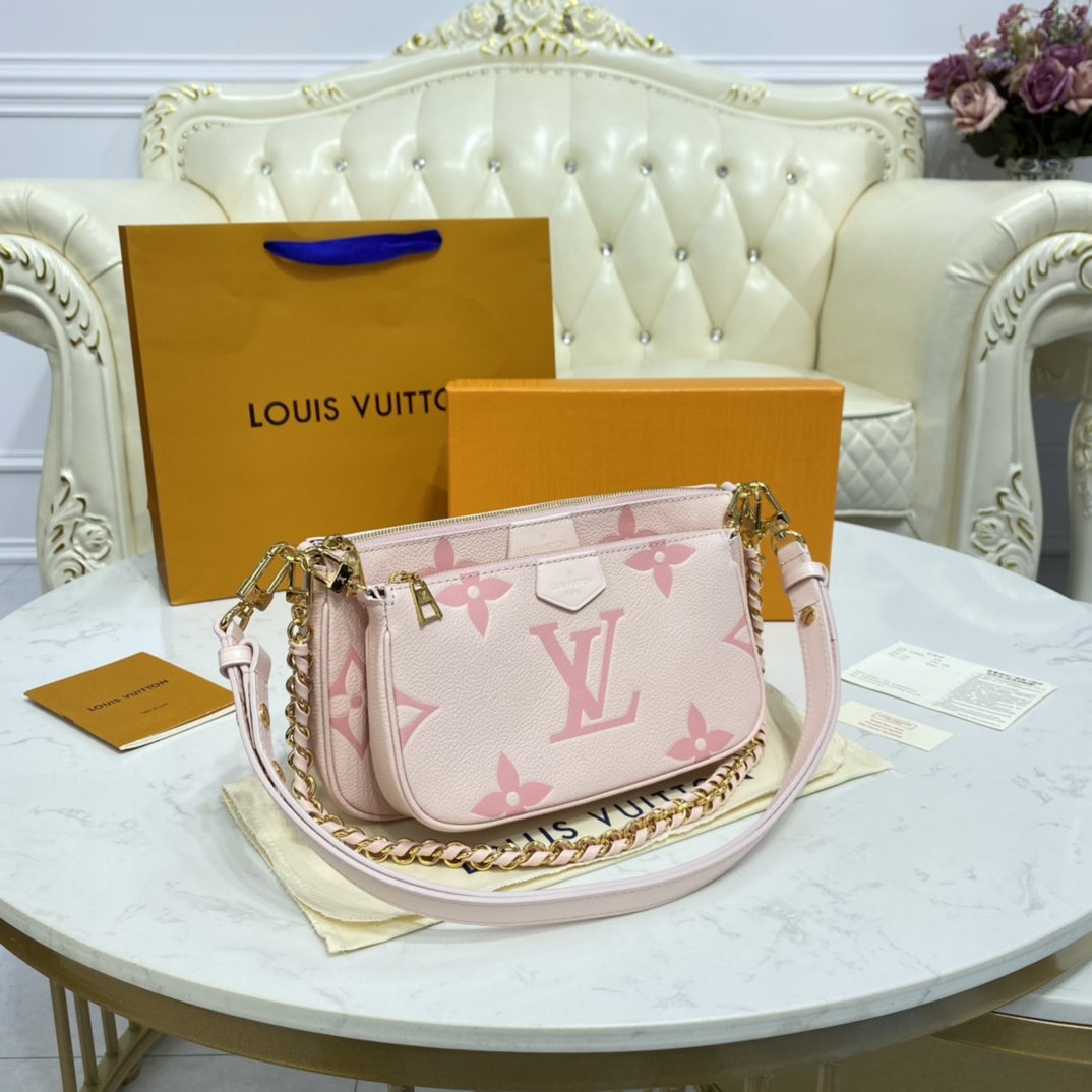 LV MULTI POCHETTE PINK LEATHER M45777 - 25x14.5x4.5cm