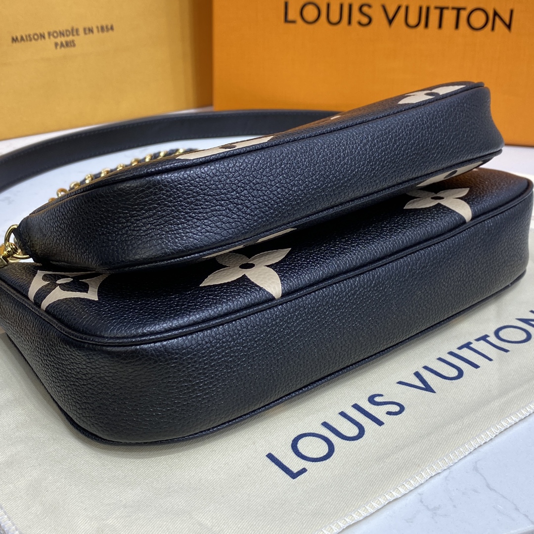 LV MULTI POCHETTE BLACK LEATHER M45777 - 25x14.5x4.5cm