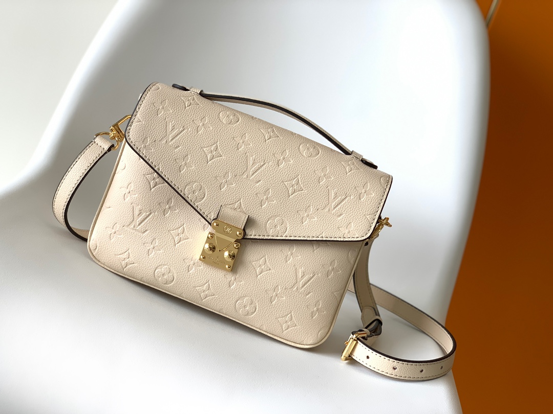 lV Pochette Métis Monogram Empreinte Leather Crème Beige M41487 - 25x19x7cm