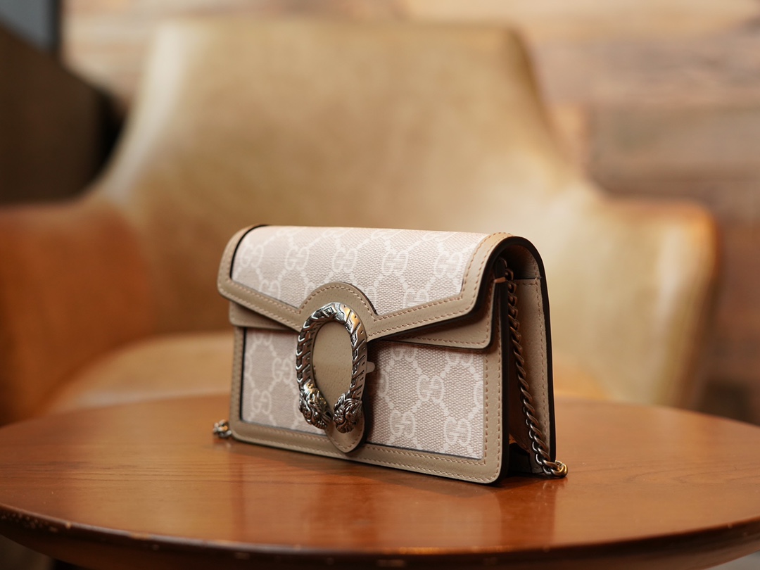 gvc*1 dionysus S*per mini leather bag beige and white ‎476432 - 16.5x10x4cm
