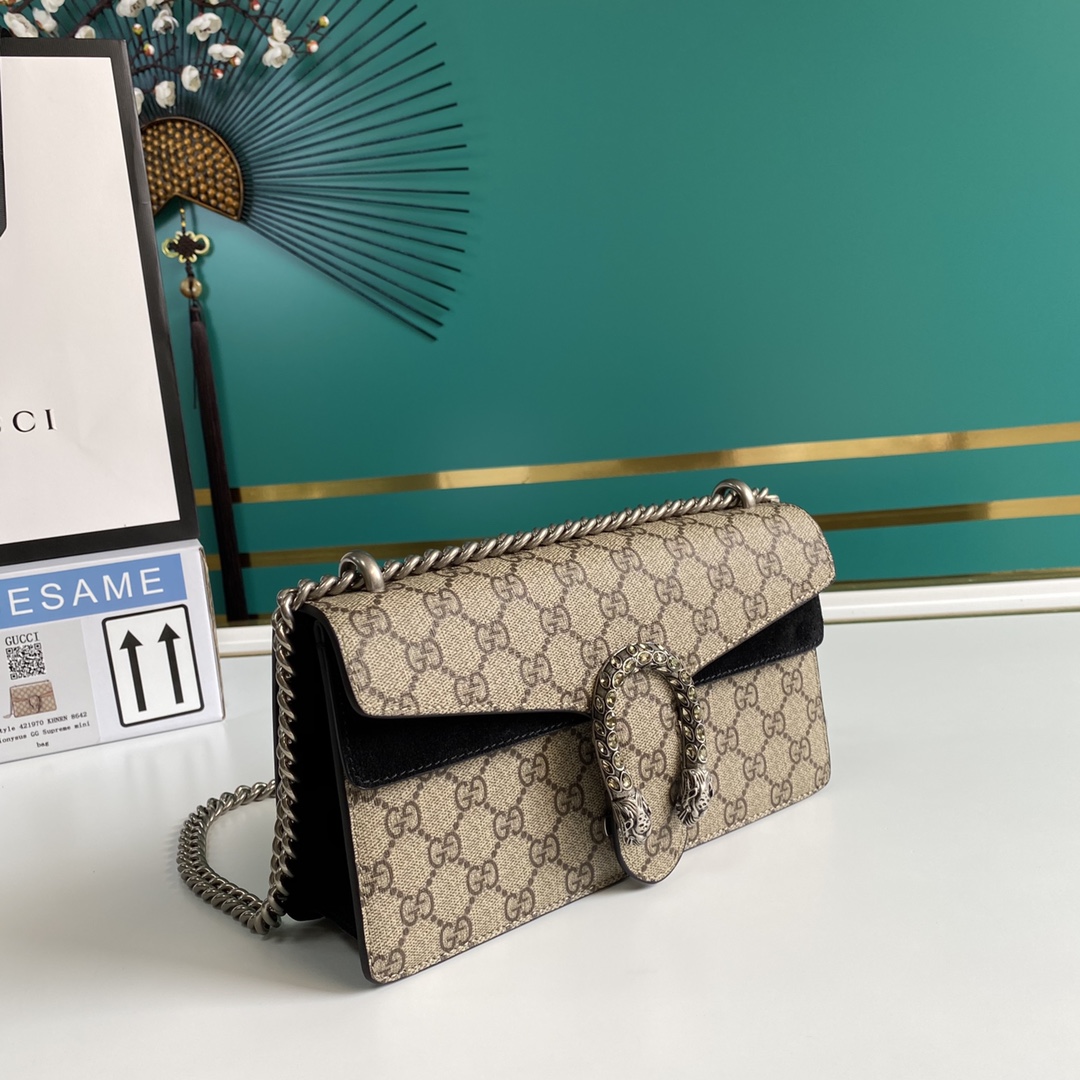 Gvc*1 dionysus small shoulder bag black suede 499623 - 25x13.5x7cm