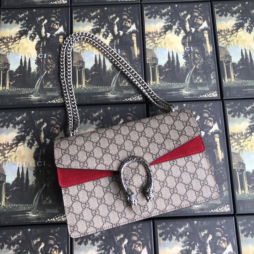 Gvc*1 small dionysus shoulder bag with large brown and red 400249 - 28x17x9cm