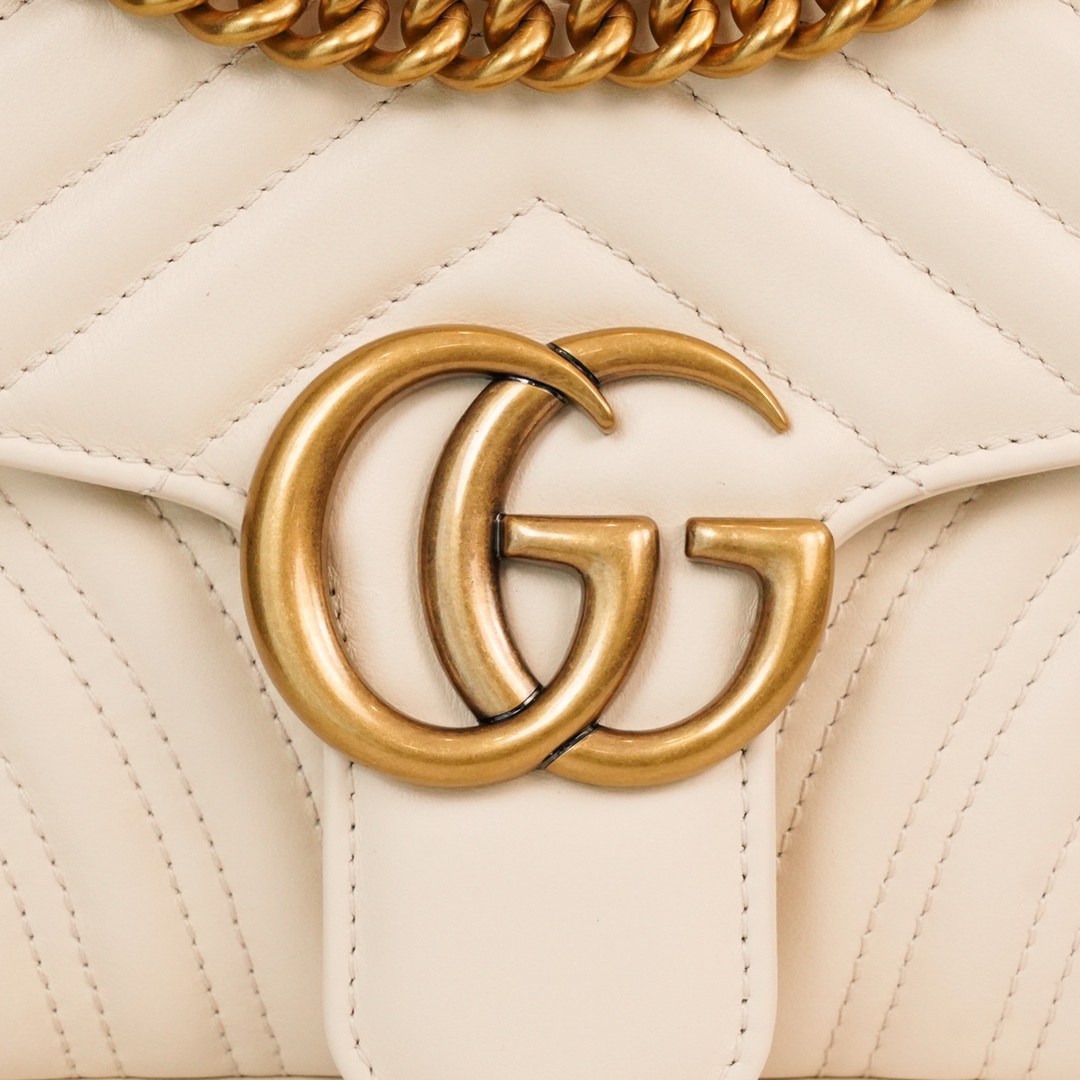 GG Marmont small matelassé shoulder bag White 443497 – 26x15x7cm