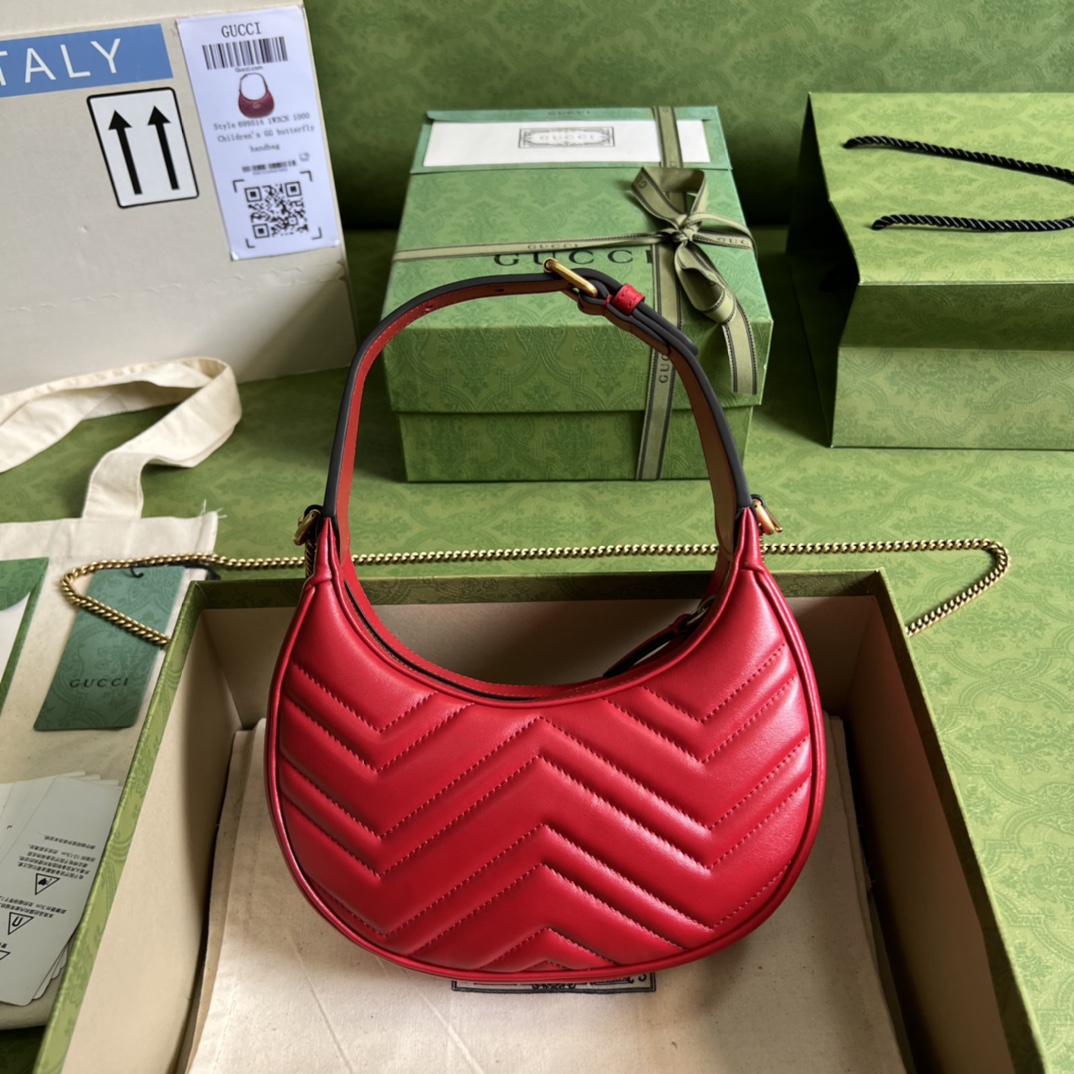 GG Marmont half-moon-shaped mini bag Red 699514 – 21.5 x 11 x 5cm