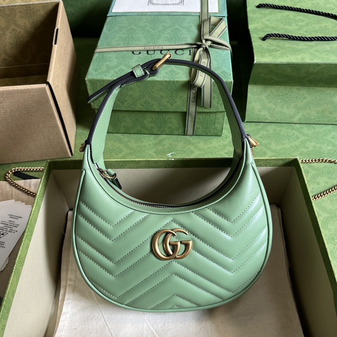 GG Marmont half-moon-shaped mini bag Sage green 699514 – 21.5 x 11 x 5cm