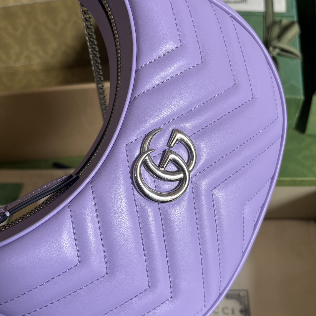 GG Marmont half-moon-shaped mini bag Purple 699514 – 21.5 x 11 x 5cm