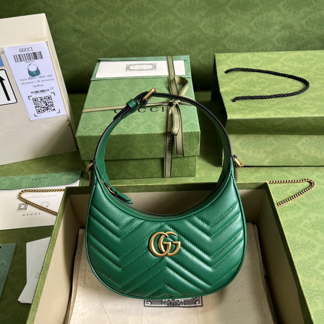 GG Marmont half-moon-shaped mini bag Green 699514 – 21.5 x 11 x 5cm