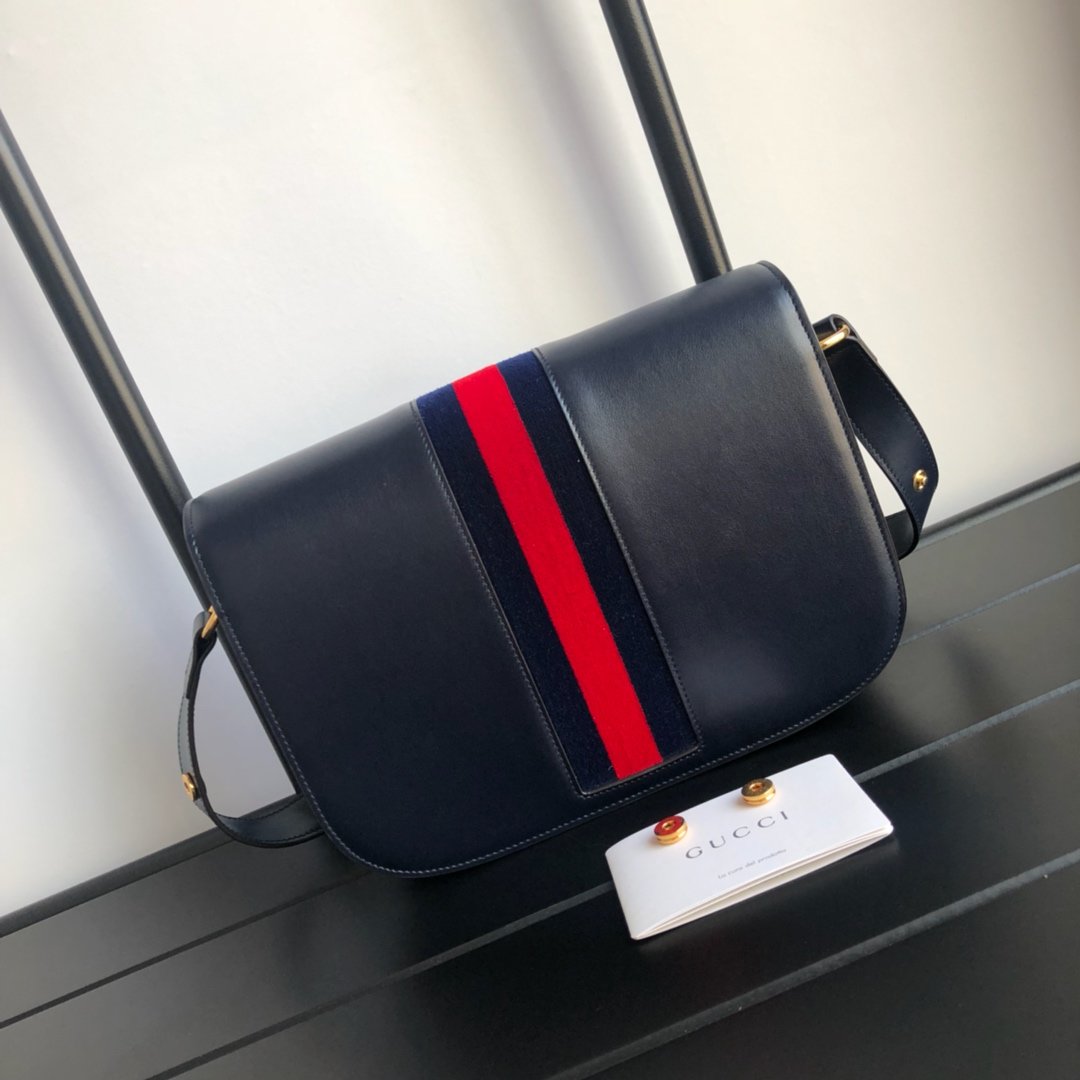Gvc*1 horsebit 1955 shoulder bag black red stripes 602204 - 25x18x8cm