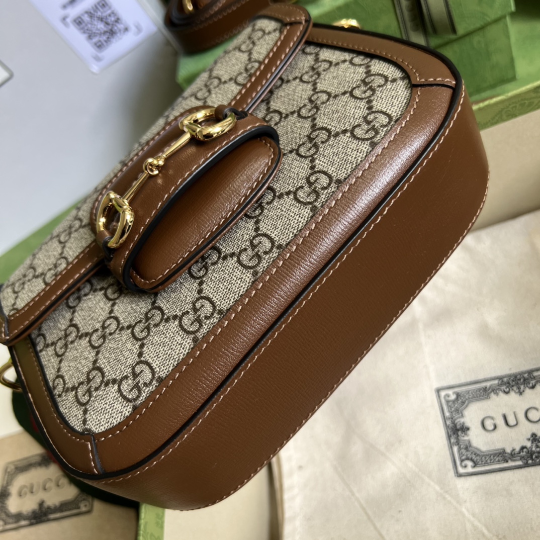 Gvc*1 horsebit 1955 mini bag beige gg svp*me canvas ‎658574 - 20.5x14.5x5cm