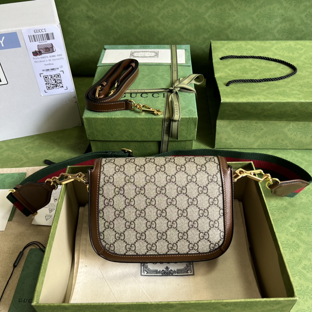 Gvc*1 horsebit 1955 mini bag beige gg svp*me canvas ‎658574 - 20.5x14.5x5cm