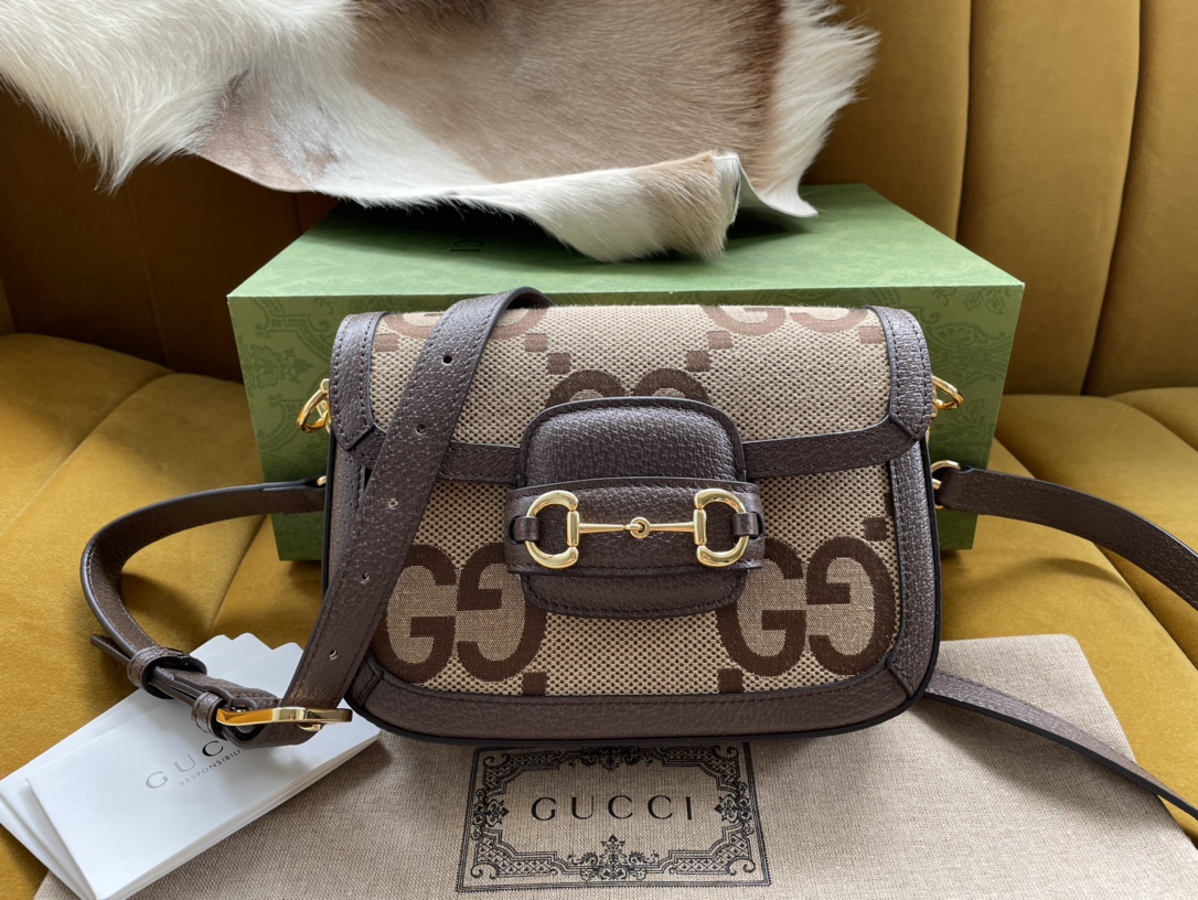 Gvc*1 horsebit 1955 mini bag brown ‎658574 - 20.5x14.5x5cm