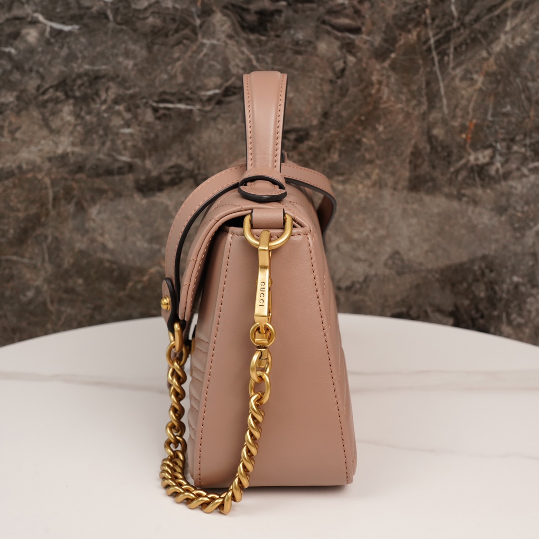GG Marmont Matelassé mini top handle bag Rose beige 547260 - 21x 15.5 x 8cm