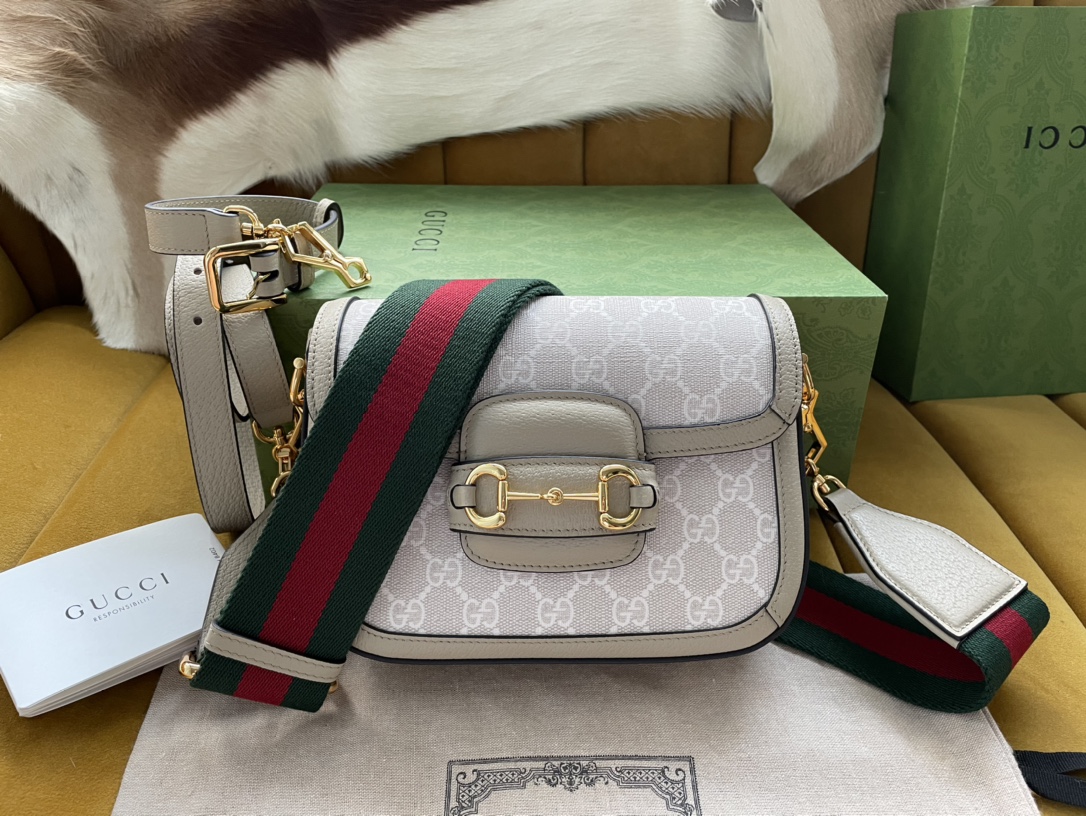 Gvc*1 horsebit 1955 mini bag light beige gg svp*me canvas ‎658574 - 20.5x14.5x5cm