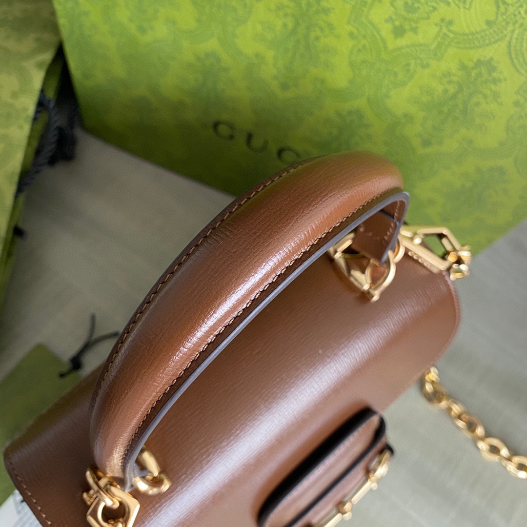 Gvc*1 horsebit 1955 small bag brown beige 703848 - 22x16x10.5cm