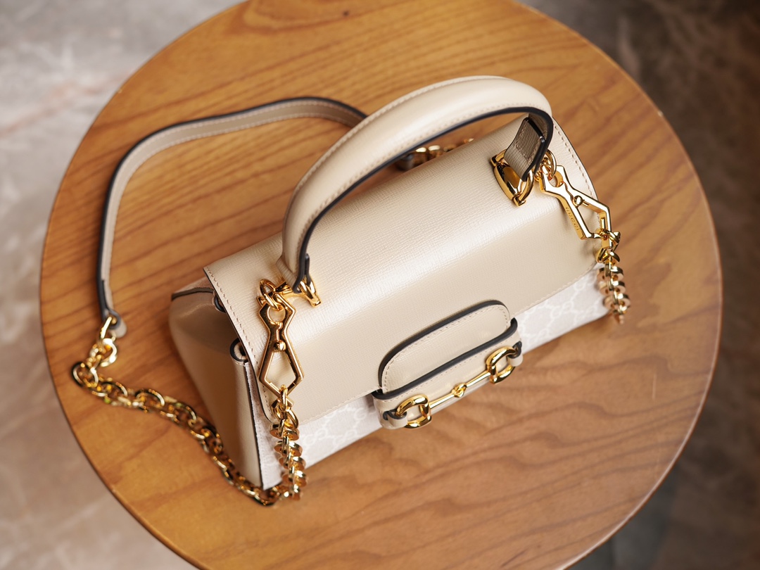 Gvc*1 horsebit 1955 small bag white beige 703848 - 22x16x10.5cm