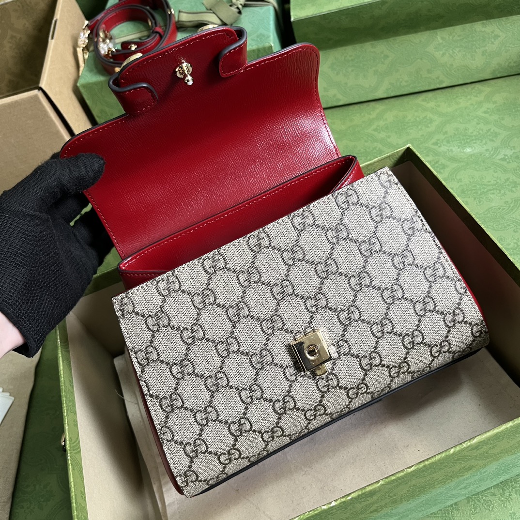 Gvc*1 horsebit 1955 small bag red grey 703848 - 22x16x10.5cm