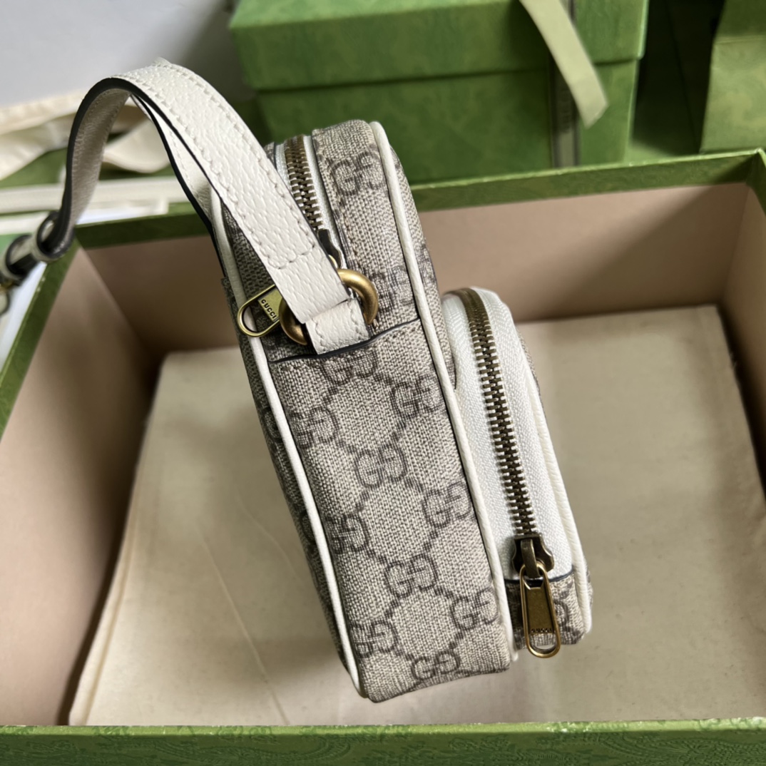 Gvc*1 ophidia mini bag 671682 white leather - 12x16x7cm