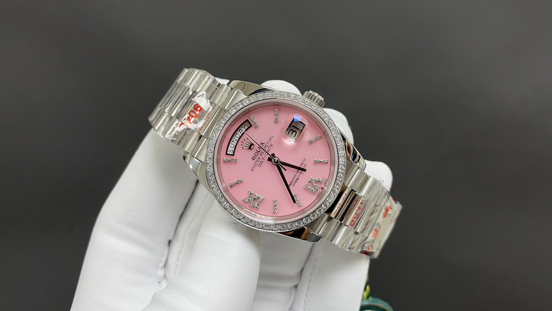 R01ex oyster perpetual  36mm pink day and date