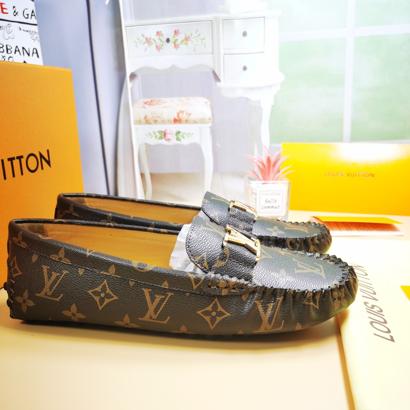 LV flat brown shoe cawhide sheepskin 35-46
